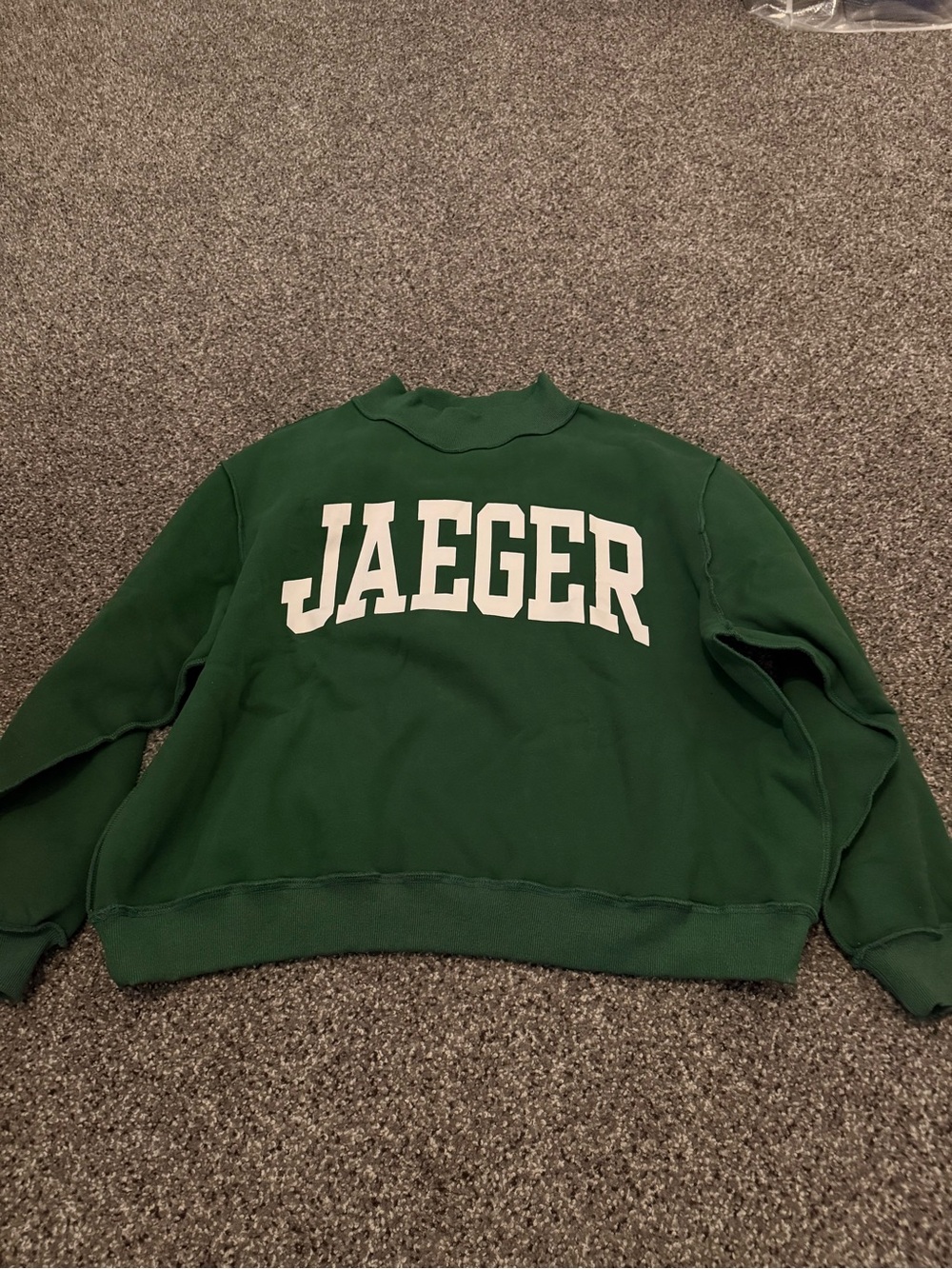 BUCKETLIST Forest Green Crewneck Sweater with White Collegiate Logo
